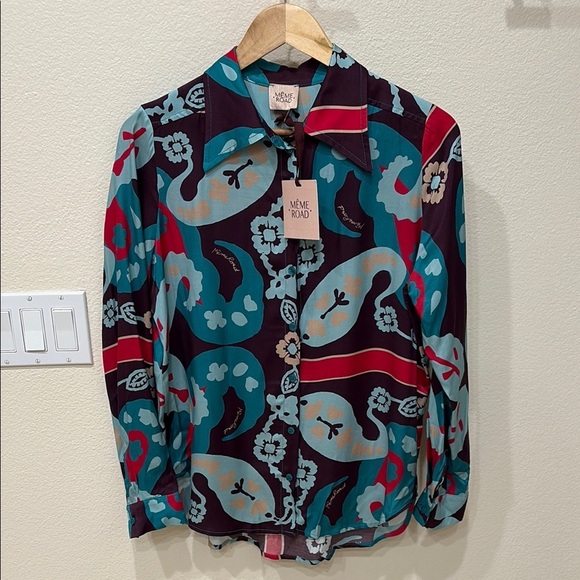 MEME ROAD 100% Viscose Colorful Logo Blouse—STUNNING!! New With Tags—Size 40 - Picture 1 of 11